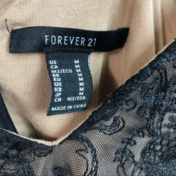 Lace Bodysuit Black and Tan  size M forever 21 - Picture 6 of 6